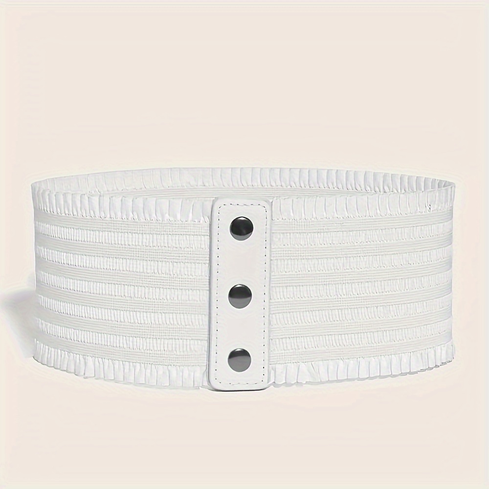 Women's Wide Lace Waist Belt with Decorative Buttons in Brown Red Beige